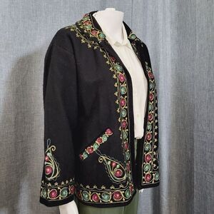 Unique Vintage Wool Embroidered Jacket 90s PASSPORTS OF PIER 1 Indian Women's M